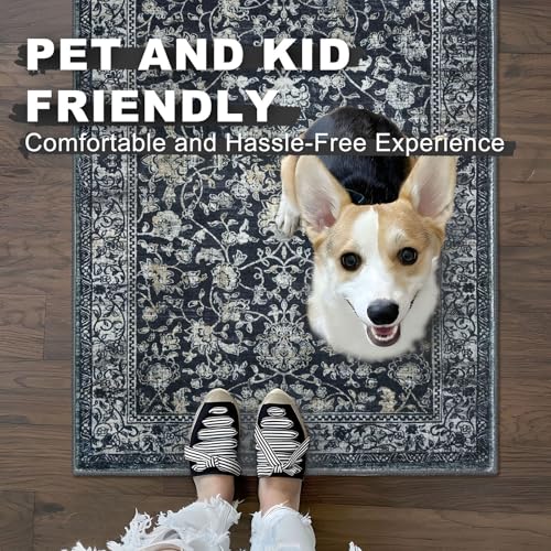 Runner for Hallway 3x16 ft Washable Runner Rug, Midnight Navy