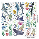 3 Pieces Large Watercolor Sharks Wall Decals Ocean Animal Peel and Stick Wall Sticker Under The Sea Marine Life Theme Decals Nursery Room Home Decor Party Supply, 11.2 x 34.6 Inches