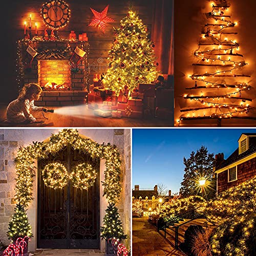 ODEETRONIC Christmas Lights, 21.63ft 100 Count Incandescent Clear Christmas Lights, UL Certified Outdoor Mini Clear Light Connectable, Green Wire Tree Light Indoor for Home Party Decor, Warm White