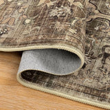 Pauwer Hallway Runner Rug 2x10, Washable Kitchen Runner, Green and Brown