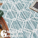 jinchan 5x7 Moroccan Geometric Washable Living Room Area Rug, Teal Blue