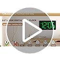 Soobest 9.5 Inch Large LED Digital Wall Clock Battery Operated, Auto & Manual Dimmer Display, Easy to Read 3.2'' Big Digit with Alarm for Seniors, Modern Decor for Living Room, Bedroom, Office (Green)