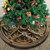Cool Steampunk Gears Christmas Tree Skirt 36" Soft Plush Christmas Tree Cover Christmas Decorations Farmhouse Thick Rustic Xmas Tree Skirt for Holiday Party Christmas Tree Decorations