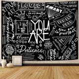 Fungarth Quote You Are Tapestry Classroom Positive Kids Tapestries Wall Hanging Inspirational Motivational Elementary Black and White Aesthetic Tapestry for Bedroom Living Room Dorm (Black, 48" x 36")