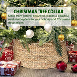 5-Piece Rattan Christmas Tree Collar - 26" Rustic Farmhouse Tree Skirt- Xmas Tree Base Cover for Christmas Decoration- Woven Holiday Tree Ring Accessory for Home, Living Room (Natural, 26 in)