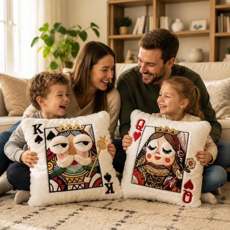 14x12inches Poker Card Throw Pillow Plush Toy,3D Embroidered Playing Card Decorative CushionPillow,Soft Stuffed Throw Pillow for Sofa Bed Home Decor & Gift,Valentines Pillow (King of Spades)