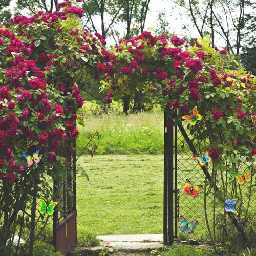 Distella Outdoor Metal Butterfly Wall Decor, 8 pcs Exquisite Outdoor Wall Art Sculpture Hanging Decoration for Outside Garden Balcony Fence Courtyard Farm Decorations