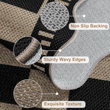 Checkered Easy Jute Entryway Rug, 2x3 Washable Non Slip Kitchen Rug, Indoor Outdoor Door Mat, Farmhouse Low Pile Floor Black Rugs for Porch Doorway