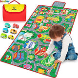 beetoy Car Rug, 31.5"X67" Play Mat with Roads for Kids | Portable, Anti-Slip, Educational City Life Traffic Carpet, For 6 Toy Cars