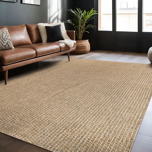 Luul Home Easy Jute Rugs 8x10 Natural Color Living Room Indoor Outdoor Area Rug for Patio Farmhouse and Kitchen Rug High Traffic Easy to Clean Washable Solid Boho Woven Design Outside Carpet (8 x 10)