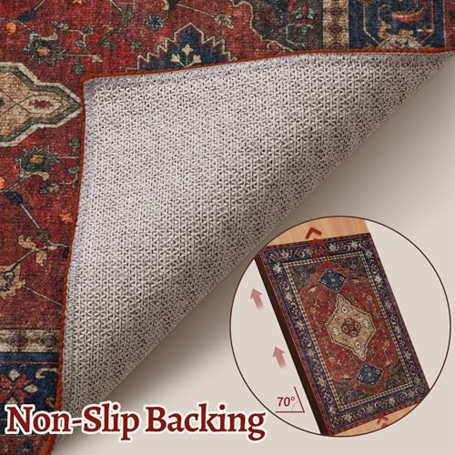 Tangsoo Red 3x10 Washable Hallway Runner Rug, Oriental Non Slip Runner Rug