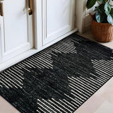 Rugshop Bohemian Stripe Stain Resistant Area Rug Black 2'7" x 4'