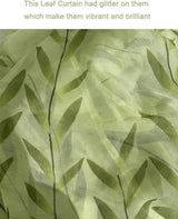 Ufurty 2 Pieces Willow Window Curtain Voile Tulle Room Salix Leaf Sheer Gauze Panel Drapes Green Color for Living Room, Bedroom, Balcony