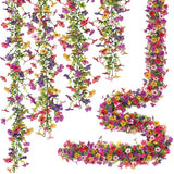 Ammyoo Artificial Flowers Garland Ivy, 4 Pack 5.9 FT Spring Summer Decor UV Resistant Fake Mums Floral Vine Silk Daisy Hanging Flower for Home Garden Wedding Decor Photo Booth Backdrop(Mix)