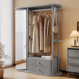 Full-Length Mirror Floor-Standing Coat Rack, Dressing Mirror Combination, Rotatable Storage Rack, Bedroom Fitting Mirror with Drawer Full Length Floor Mirror (D)