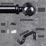 Black Curtain Rods for Windows 28 to 48 Inch, 1'' Heavy Duty Adjustable Drapery Rod with Unique Crystal Ball Finials, Modern Decorative Curtain Rod,Size; 30-60''
