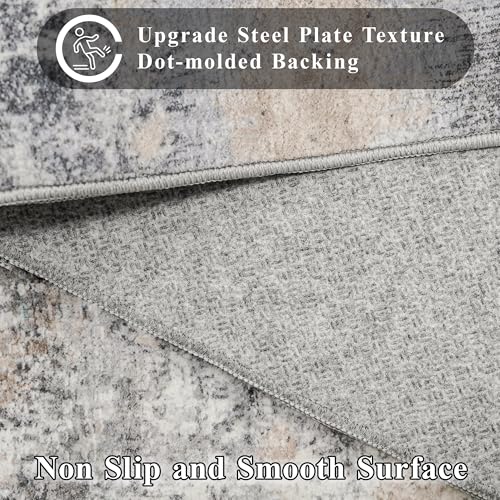 Washable Abstract Rug Entryway 3x4: Non Slip Ruuner for Kitchen Blue Grey