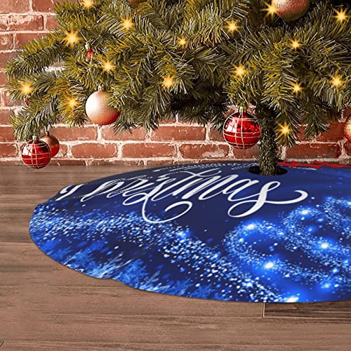 Christmas Tree Skirt Merry Christmas Blue Snow Tree 36 Inch for Xmas New Year Nightmare Before Christmas Decorations Lobby Home