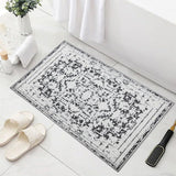 Vintage Runner Rug Non Slip for Hallway Bathroom Kitchen 2x3 ft, Ultra Soft Boho Carpet Runner with Low Pile Design Machine Washable Runner Rugs for Entryway Laundry Living Room (Black, 2'x3')
