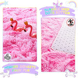 4x6 Tie-Dyed Pink Area Rug for Kids Bedroom Living Room, Fluffy Shag Soft Plush Furry Carpet, Non-Slip Indoor Floor Mat for Dining Room Home Decor