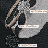 Easy Jute Black Front Door Mat, 2.6x4 Washable Entryway Rug Non Slip Small Kitchen Rug, Farmhouse Low Pile Floor Scalloped Rugs for Bathroom Porch Doorway
