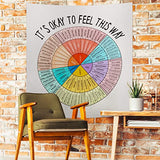 Moukeren Feelings Wheel Tapestry 51 x 59 Inch Large Emotion Wall Tapestry for Classroom Cool for School Its Ok to Feel This Way Poster Inspirational Wall Hanging for Back to School Counseling Office