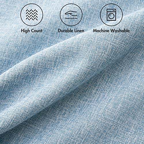 MIULEE Pack of 2 Decorative Linen Burlap Textured Pillow Covers Farmhouse Boho Accent Pillowcases Spring Coastal Home Decor for Couch Sofa Bedroom Living Room 18x18 Inch Light Blue