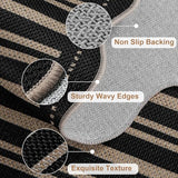 Striped Easy Jute Front Door Mat, 2.6x4 Washable Entryway Rug Non Slip Small Kitchen Rug, Farmhouse Low Pile Floor Scalloped Rugs for Bathroom Porch Doorway
