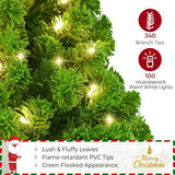 Yaheetech 4.5ft Pre-lit Artificial Christmas Tree with Incandescent Warm White Lights, Flocked Full Prelighted Xmas Tree with 340 Branch Tips, 150 Incandescent Lights & Foldable Stand, Pure Green