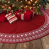 Christmas Tree Skirt, Christmas Decorations,Knitting Wool Retro Small Snowflake Xmas Tree Skirt Decorations,Can be Used as a Shawl.(48 Inch,Red)…