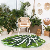 Kids Rug Green Leaf Area Rug for Nursery Cute Bath Mat Non Slip Small Preppy Carpet for Bedroom Bathroom Children Playroom Boho Home Decor Washable 2.6'x4'