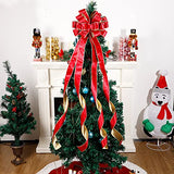 Lulu Home Christmas Tree Topper, 48" x 13" Red Large Velvet Bow with Long Streamers, Wired Edge Decorative Bow for Wreath Door Holiday Party Festival Xmas Decoration Supplies