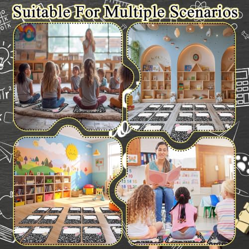 Breling 12 Pcs Kids Carpet Squares Seats 16 Inch Composition Notebook Classroom Rug Floor Soft Cushions Composition Circle Time Mats Non Slip for First Day of School Educational Learning Playing Areas