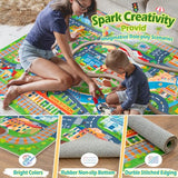 Car Rug Play Mat for Kids Toy Cars, Road Traffic Playmat for Kid Bedroom, Non-Slip Machine Washable Town City Race Track Carpet for Learn and Have Fun 3'x4'/ 36"x48"