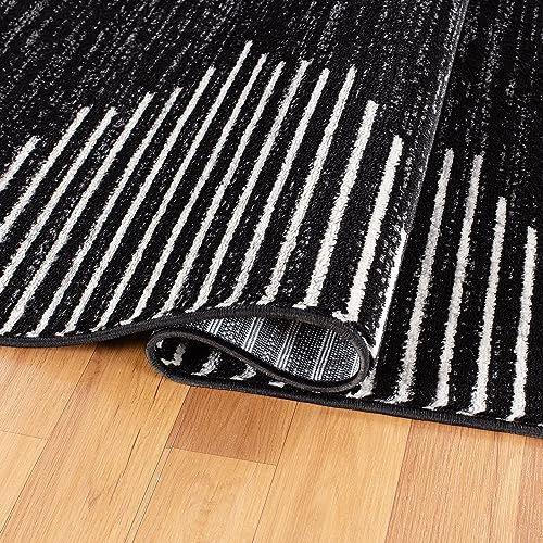 Rugshop Bohemian Stripe Stain Resistant Area Rug Black 2'7" x 4'