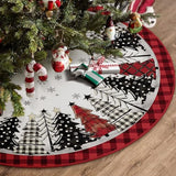 Christmas Tree Skirt 48 Inch, Red and Black Buffalo Plaid Xmas Tree Skirt, Winter Christmas Tree Mat for Home Party Holiday Indoor Outdoor Decorations
