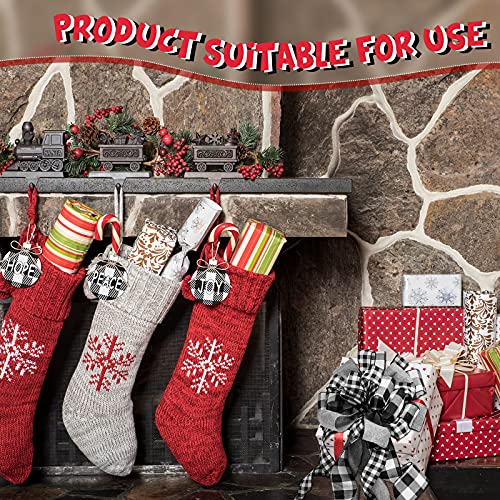 Christmas Bow Tree Topper Large Christmas Tree Topper Buffalo Decorative Bow with 24 Buffalo Wish Tree Ornament for Christmas Tree Decoration(Black and White)