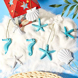 30 Pieces Beach Christmas Ornaments Bulk Tree Decorations Resin Starfish Seashells Seahorse Ocean Nautical Themed Hanging with Drilled Hole Rope for Wedding Gift Wreath Decor DIY(Blue, White)