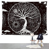Wonrizon Tree of Life Tapestry,Black and White Galaxy Space Tapestries Aesthetic Psychedelic Wall Hanging decor for Living Room Bedroom (51.2" x 59.1")