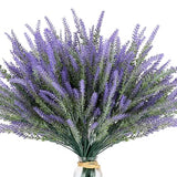 Artificial Flowers for Outdoors UV Resistant, 15 Bundles Fake Flowers Faux Plastic Plants Purple Lavender for Home Office Wedding Garden Porch Window Box Decor