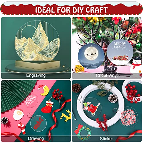 Cludoo 4 Inch Acrylic Ornaments Blanks, 30pcs Clear Round Acrylic Ornament Blanks, Acrylic Circle Disc Ornament Blanks with Hole for Vinyl, Christmas Decor, Engraving, Painting, and DIY Crafting