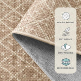 Lahome Farmhouse Washable 3x5 Entryway Rug, Non-Slip, Beige/Brown