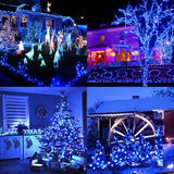 LAMPHOME 32.5FT 100LED Blue Christmas String Lights, 16 Modes Waterproof Fairy Lights Plug in, Twinkle String Lights Indoor Outdoor for Bedroom Wall Halloween Tree Party Home Decoration