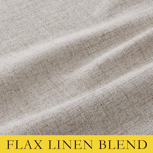 NICETOWN 100% Blackout Linen Curtains for Bedroom, W52 x L90 per Panel, Thermal Insulated & Privacy Living Room Curtains with Grey Liner, Linen Blend Draperies Farmhouse Style, 2 Panels, Natural