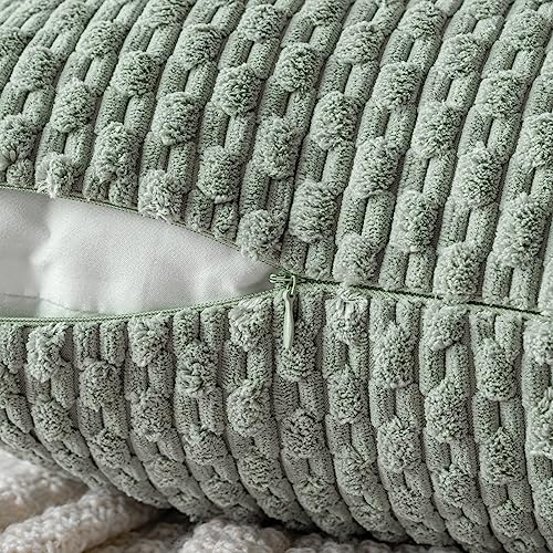 MIULEE Lumbar Decorative Throw Pillow Covers 12x20 Greyish Green Corduroy