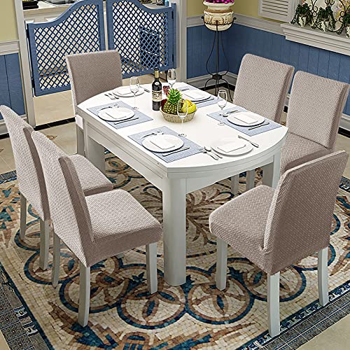 Genina Waterproof Chair Covers for Dining Room Set of 4 Kitchen Chair Covers Parson Dining Chair Slipcover,Khaki