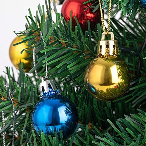 Sunnyglade 22Inch Tabletop Christmas Tree Mini Artificial Christmas Tree with 30 LED Lights & 24 Pcs Xmas Ball for Table Top Desk Classic Series Holiday Decoration (Green)