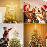 BrizLabs Lighted Christmas Star Tree Topper, 8” Silver Star Xmas Treetop with 10 Lights, UL Certified Plug-in Warm White Tree Topper for Holiday Christmas Tree Decor
