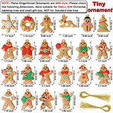44 Pcs Mini Christmas Gingerbread Ornaments Tiny Gingerbread Man Ornaments Hanging Charms Figurine Decoration Ginger Man with Strings for Mini Christmas Tree Decorations