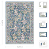 6x9 Area Rugs, Washable Floral Area Rugs for Living Room, Indoor Area Rug for Bedroom, Dining Room, Low Pile Non-Slip Non Shedding Rug(Blue Floral)